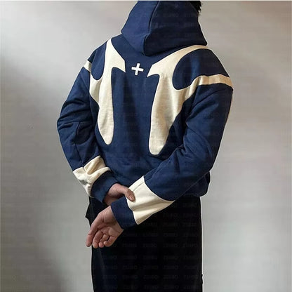 Y2K Retro Patchwork Hoodie Fashion Loose Oversized Embroidered Hooded Sweatshirt Gothic Streetwear Women Clothing