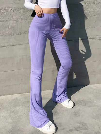 Slim High Waist Capris Sexy Bell Bottom Flare Tights Solid Hot Y2K Women Clothes E Girl Aesthetic Fashion Streetwear Woman Pants