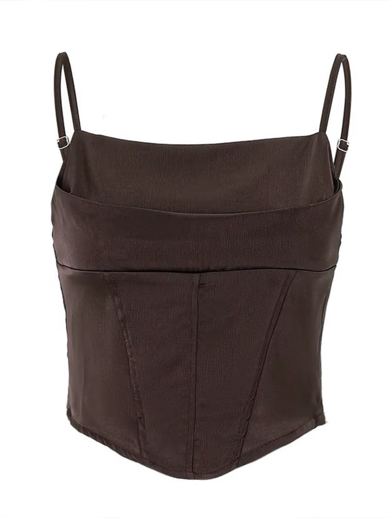 Spaghetti Strap Tank Top Sexy Backless Bandage Skinny Crop Tops 2024 Summer Elegant Lace up Party Streetwear Women Camis