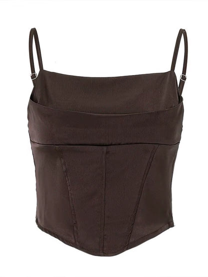 Spaghetti Strap Tank Top Sexy Backless Bandage Skinny Crop Tops 2024 Summer Elegant Lace up Party Streetwear Women Camis